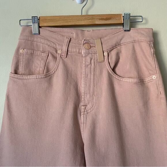 7 FAM x No21 | Slouchy Crop Jeans High Rise Cipria Pink Unisex Size 24 - Picture 2 of 10